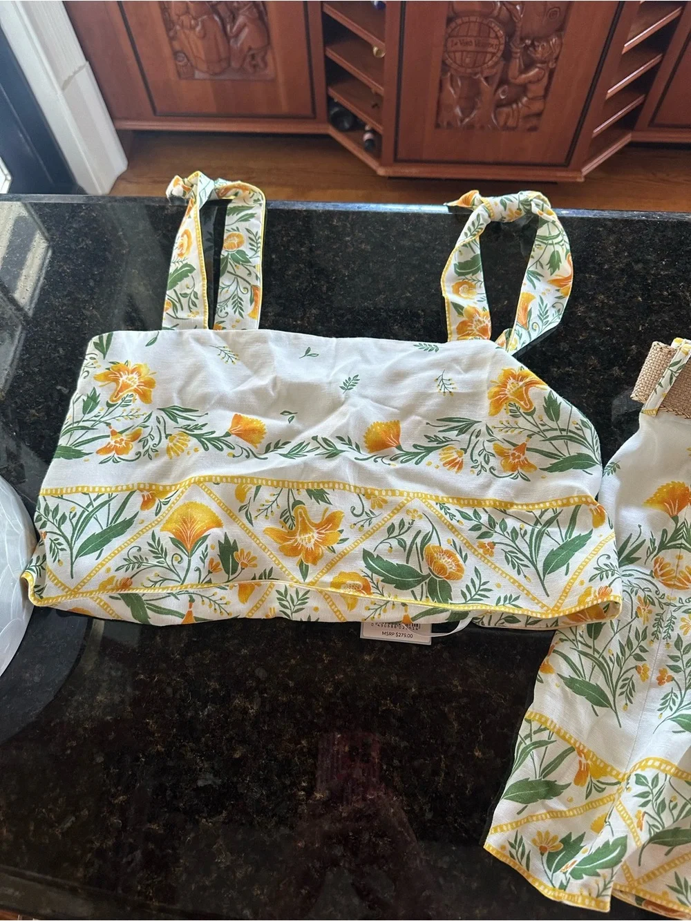 Antonio Melani Yellow Floral Two-Piece Crop Top & Skirt Set